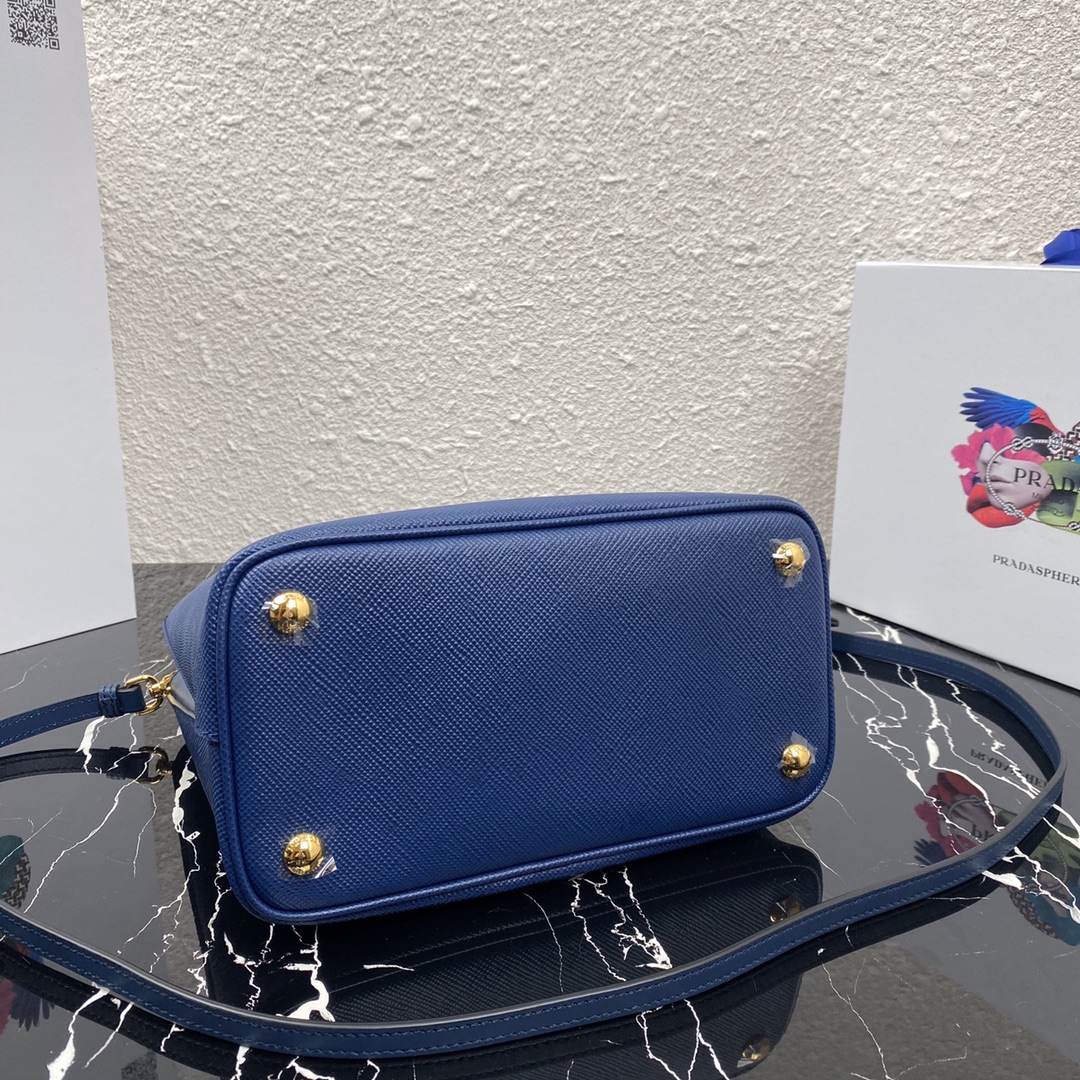Pra*a saffiano leather tote blue 1bn012 24 × 20 × 12.4 cm