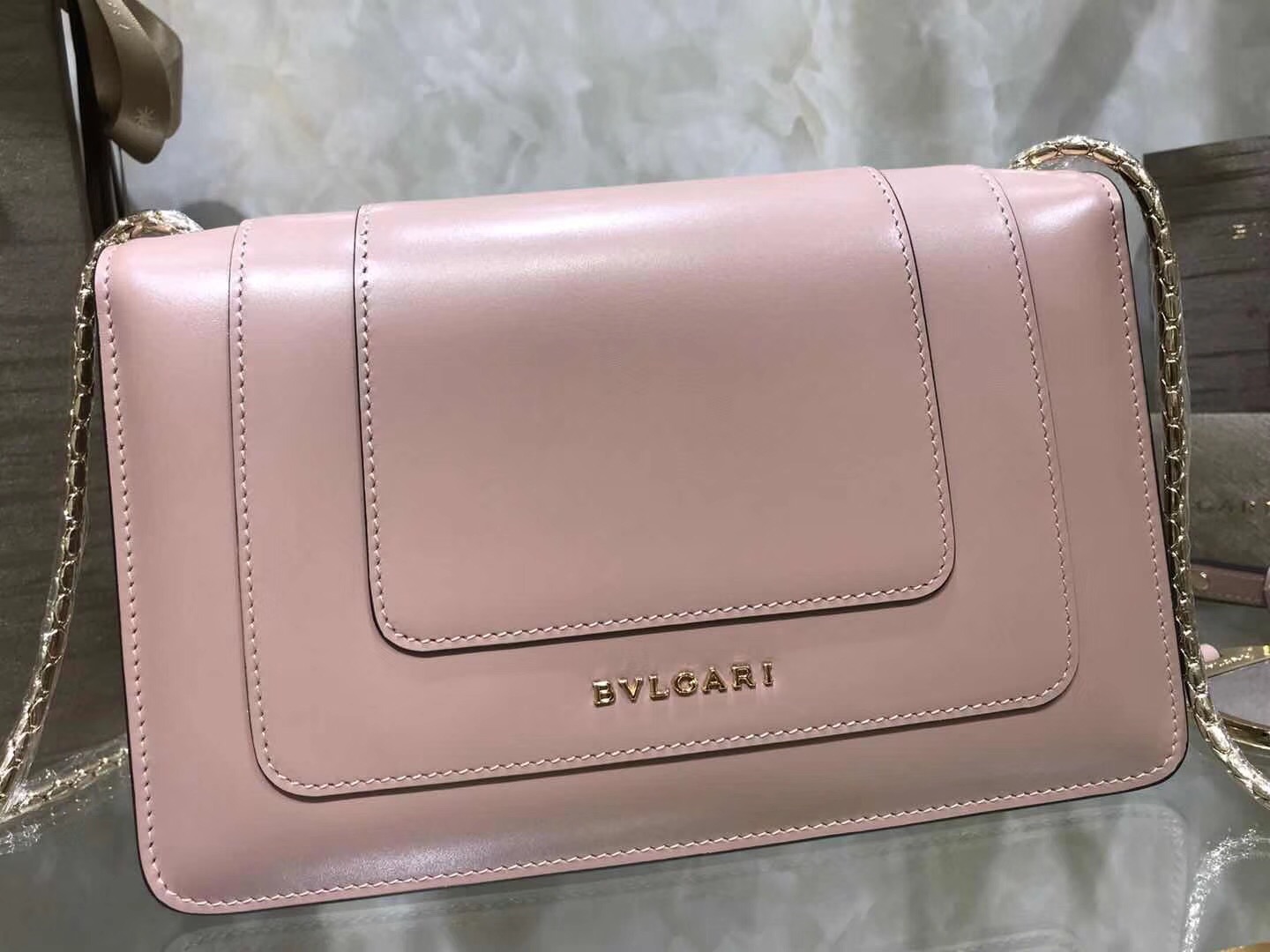 Bv1g*ai serpenti forever shoulder bag calfskin leater pink beige 38102 22 x 13 x 6 cm