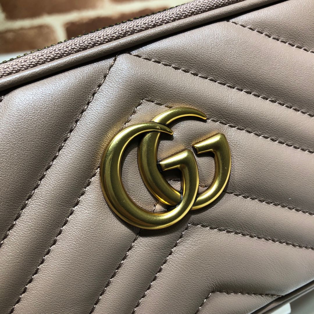 Gvc*1 gg marmont crossbody bag leather beige 598596 19 x 10 cm