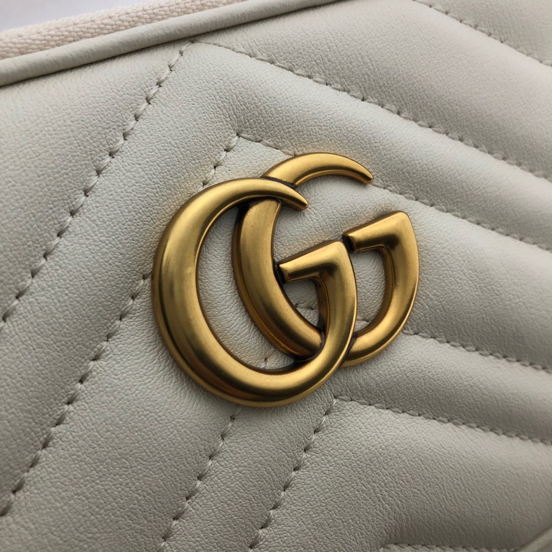 Gvc*1 gg marmont crossbody bag leather white 598596 19 x 10 cm