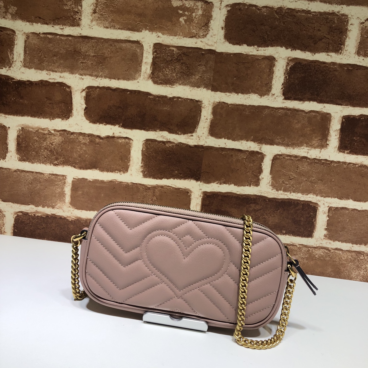 Gvc*1 gg marmont crossbody bag leather nude pink 598596 19 x 10 cm