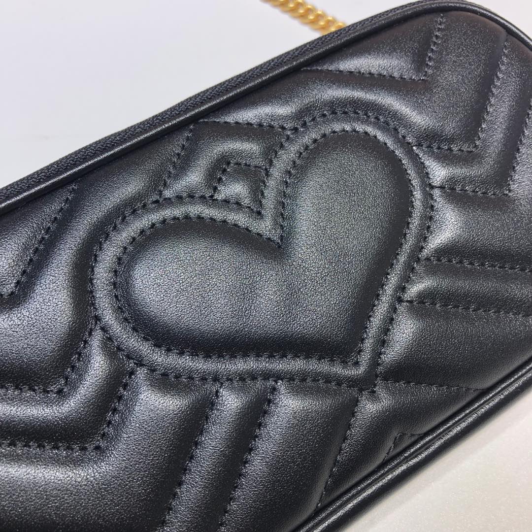 Gvc*1 gg marmont crossbody bag leather black 598596 19 x 10 cm