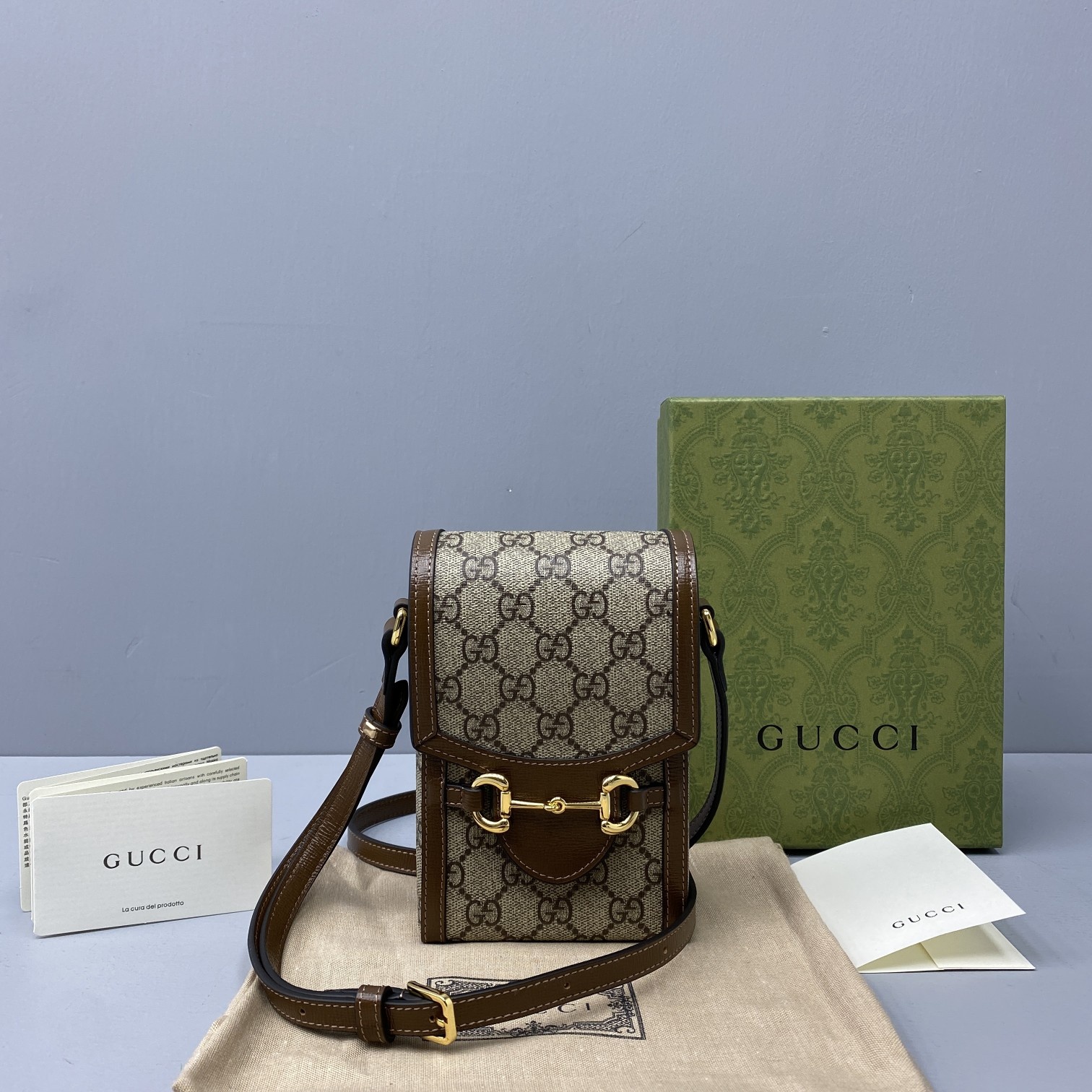 Gvc*1 mini horsebit 1955 bag ebony gg svp*me canvas beige 625615 11.5 x 17 x 4 cm