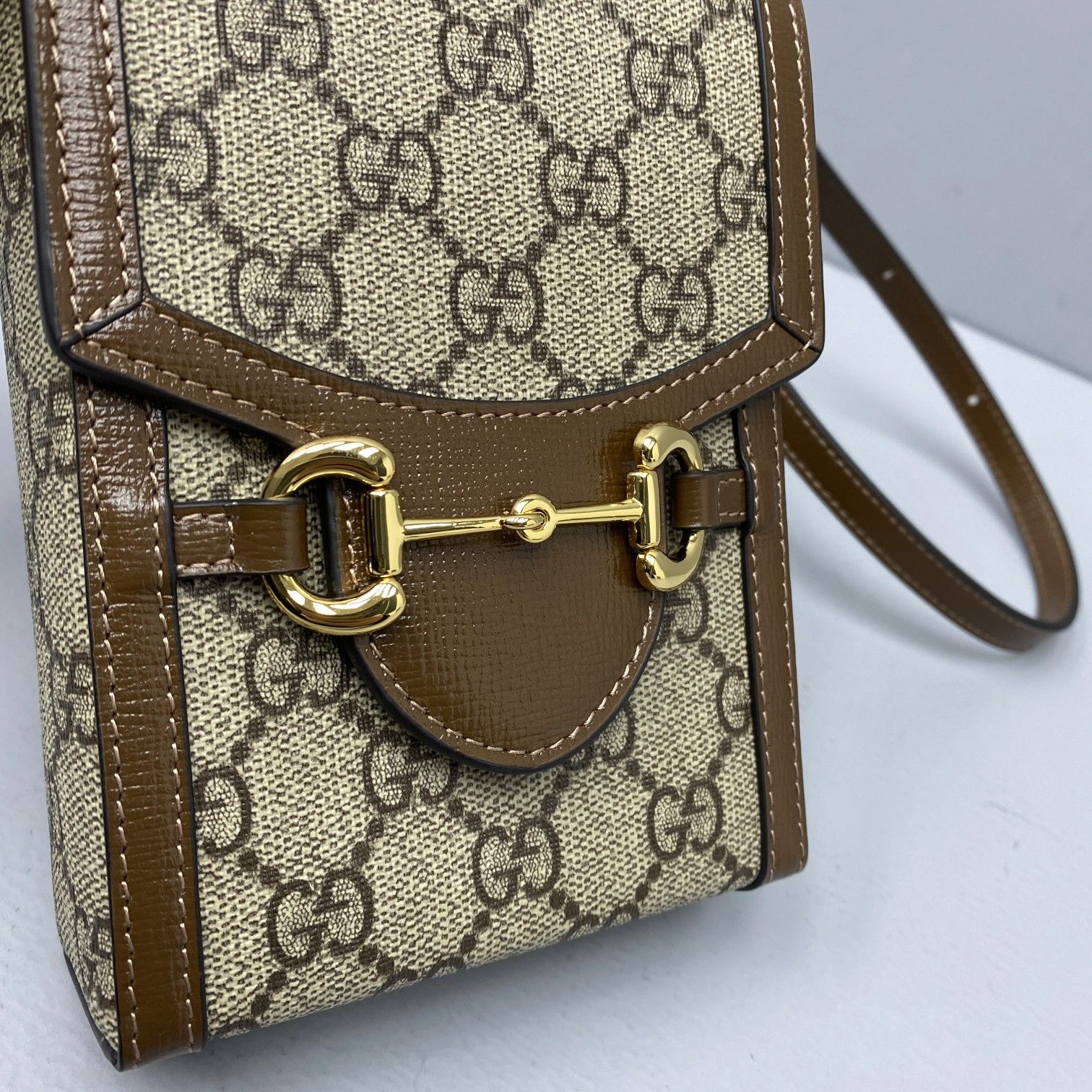 Gvc*1 mini horsebit 1955 bag ebony gg svp*me canvas beige 625615 11.5 x 17 x 4 cm