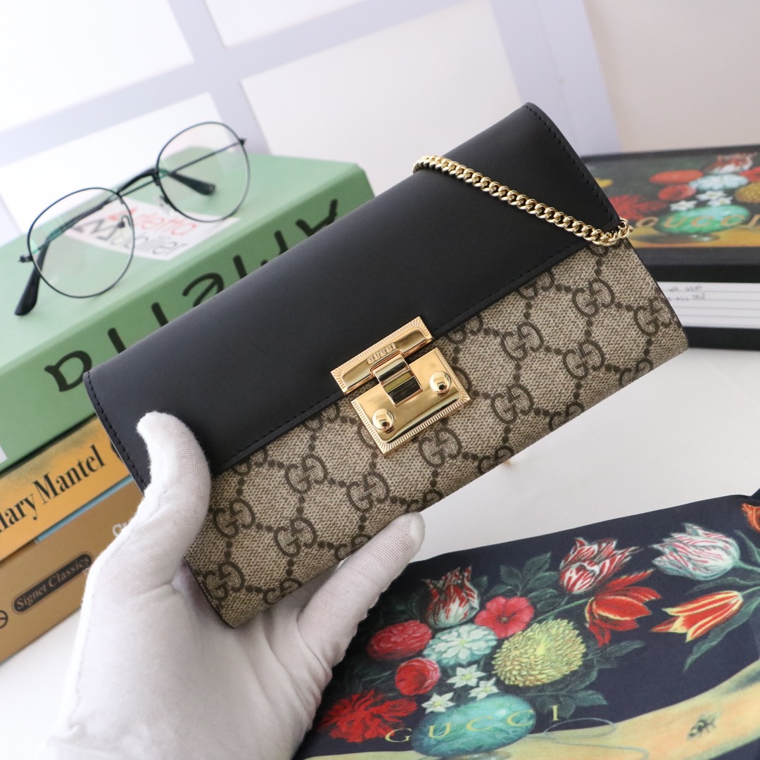 Gvc*1 padlock continental wallet ebony gg svp*me canvas black leather top ‎453506 19 x 10 x 3.5 cm