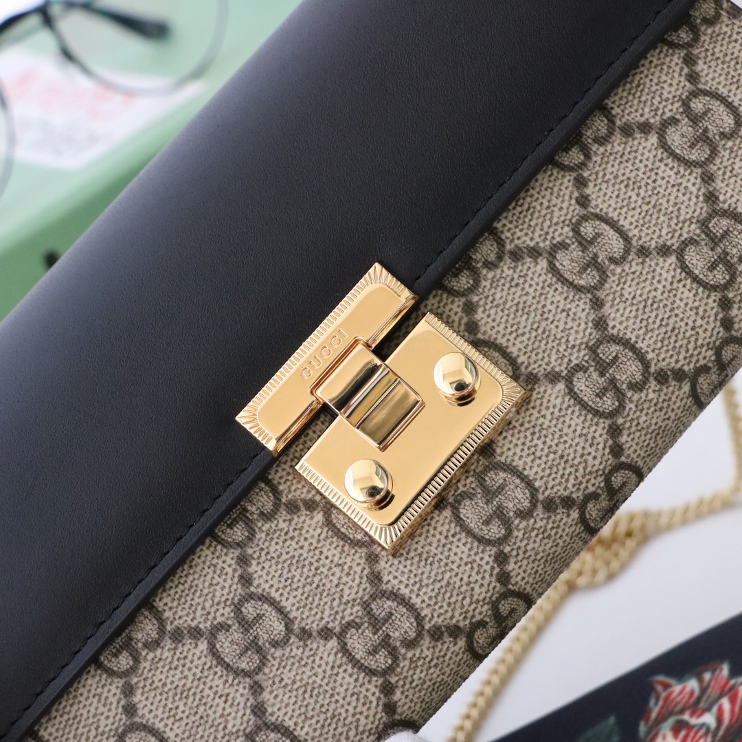 Gvc*1 padlock continental wallet ebony gg svp*me canvas black leather top ‎453506 19 x 10 x 3.5 cm