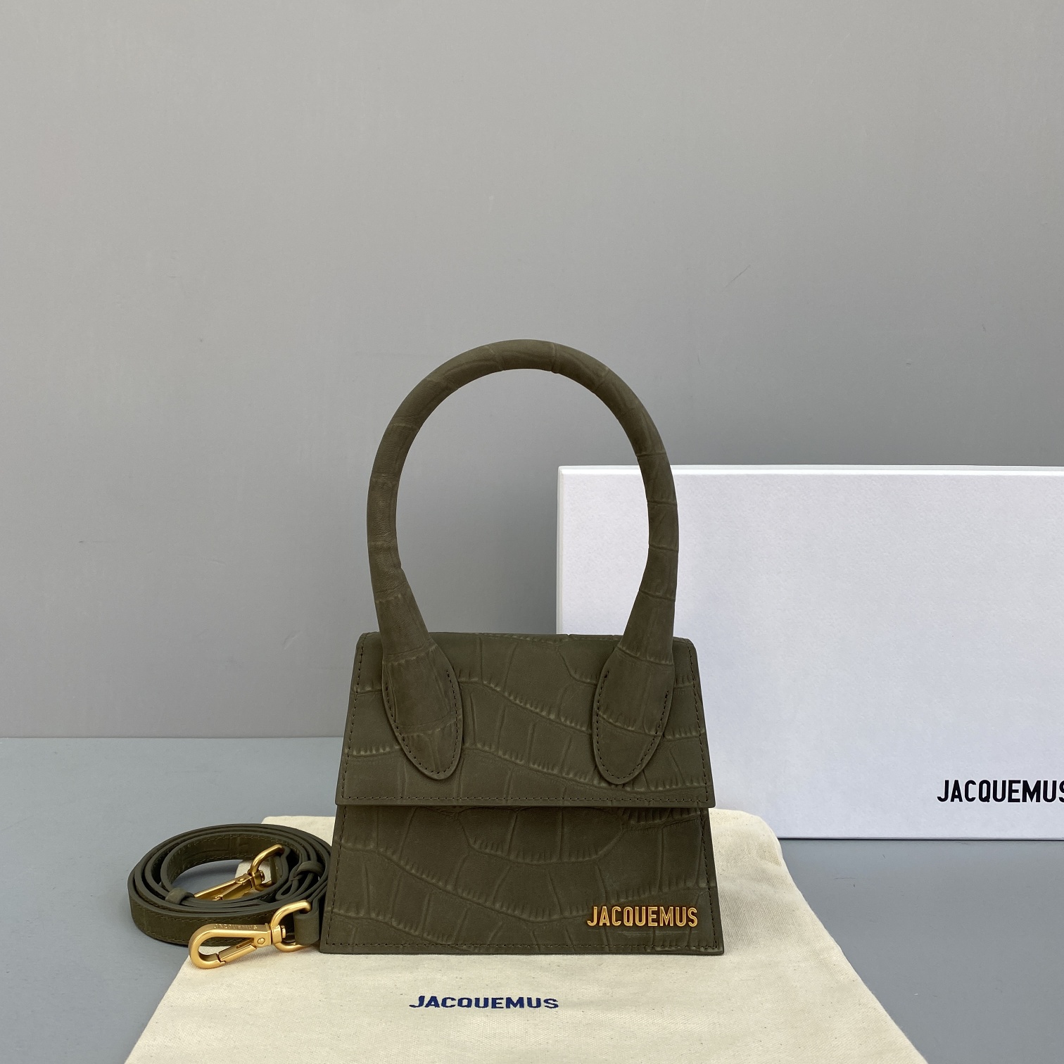 Ja*qvemvs small le average chiquito crocodile leather dark green 213ba02 18 x 15.5 x 8 cm