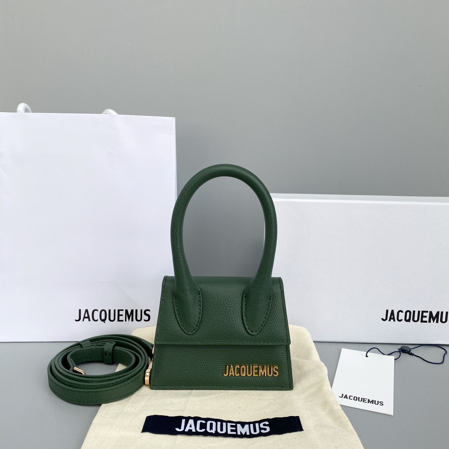 Ja*qvemvs le chiquito mini leather bag green 213ba01 12 x 8 x 5 cm
