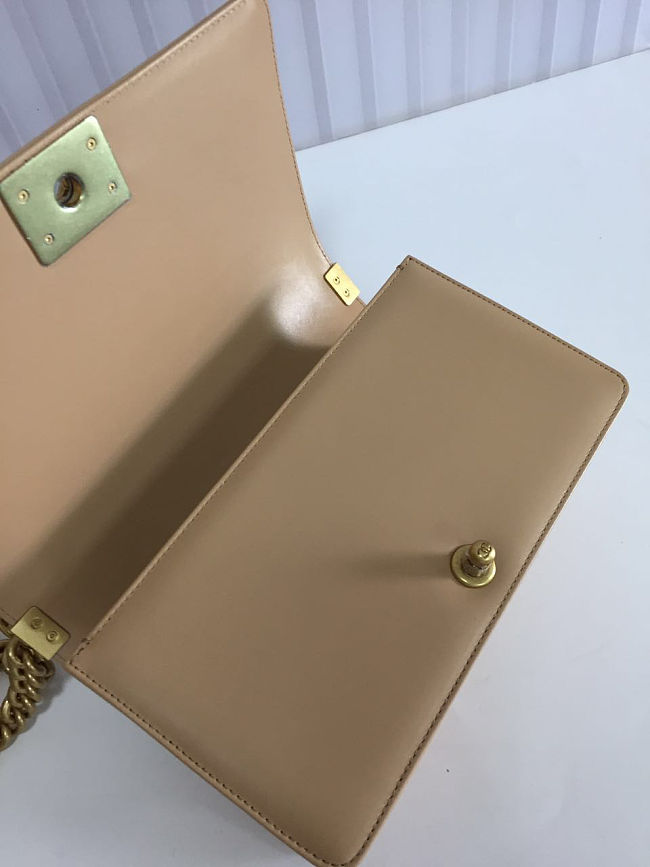 Ch**el medium chevron mix leather flap boy bag beige a67086 25 x 16 x 9 cm