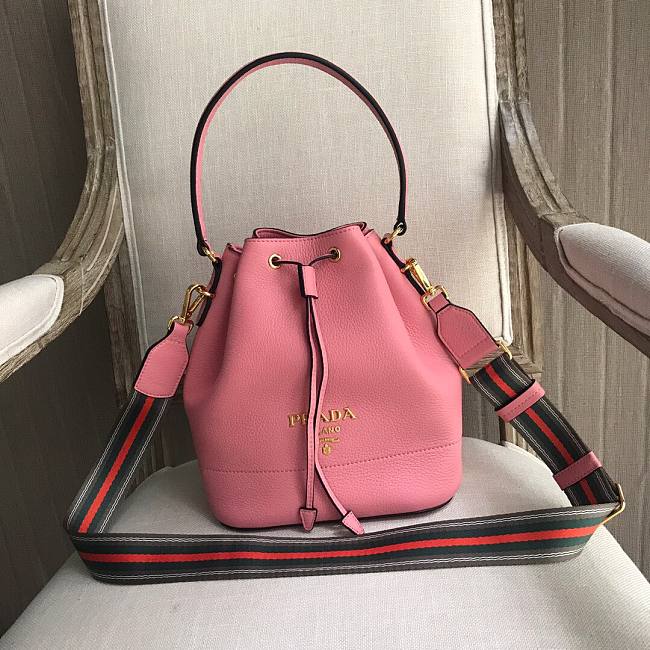 Pra*a bucket leather pink 1ba018 18 x 23 x 13 cm