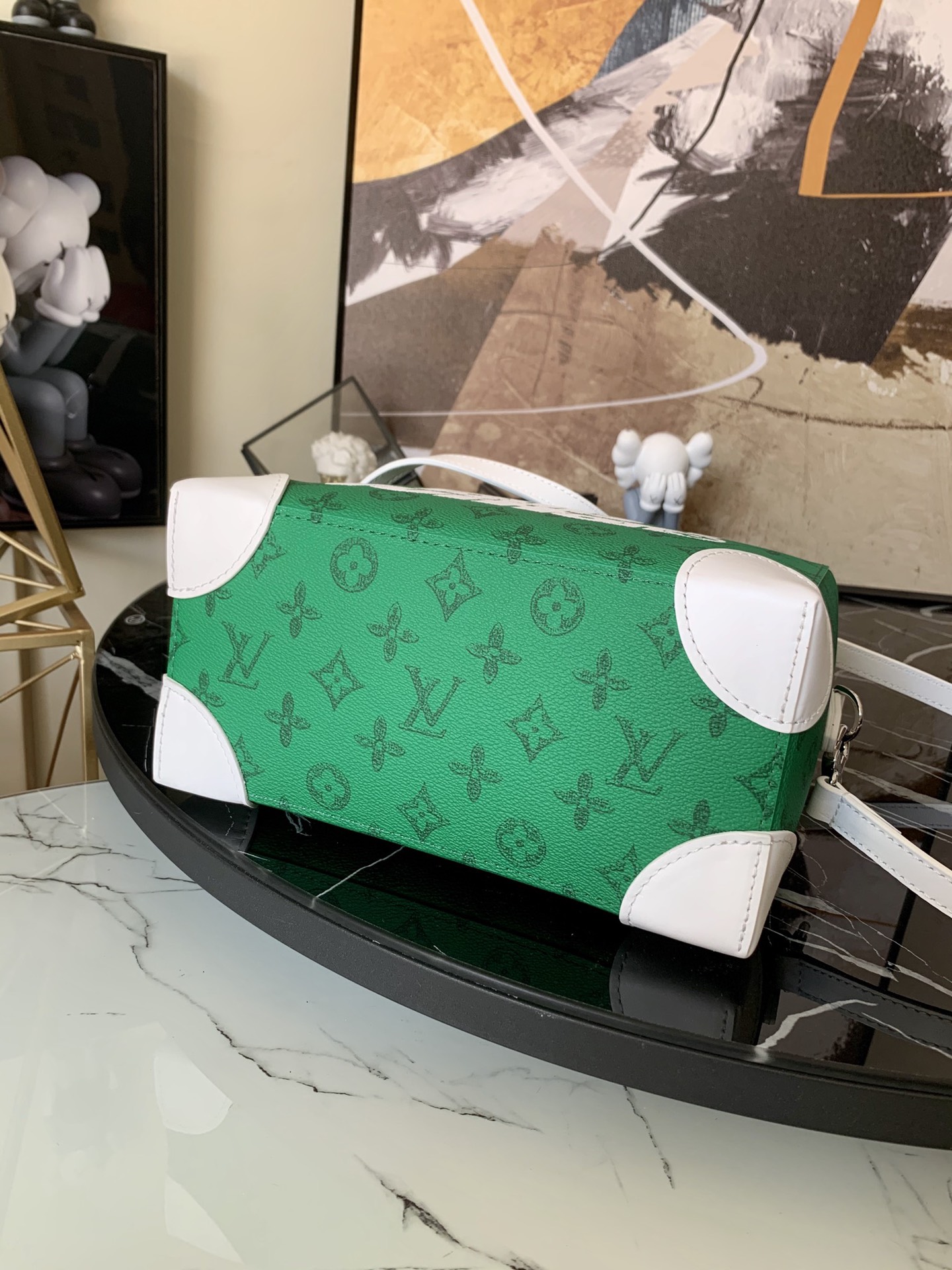 l0vis Vvtt0n litter bag vintage monogram canvas green leather m80815 24 x 21 x 12 cm