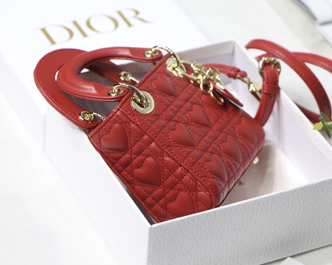 D10r micro lady bag red cannage lambskin red s0856 12cm