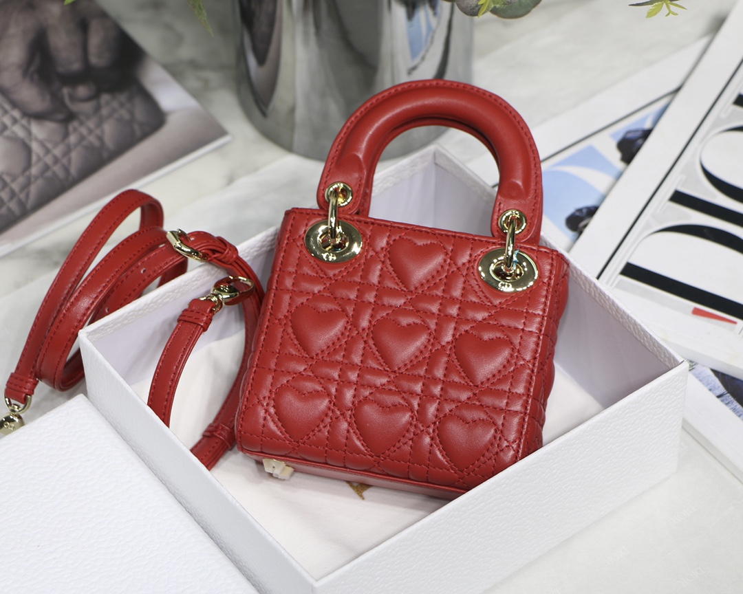 D10r micro lady bag red cannage lambskin red s0856 12cm