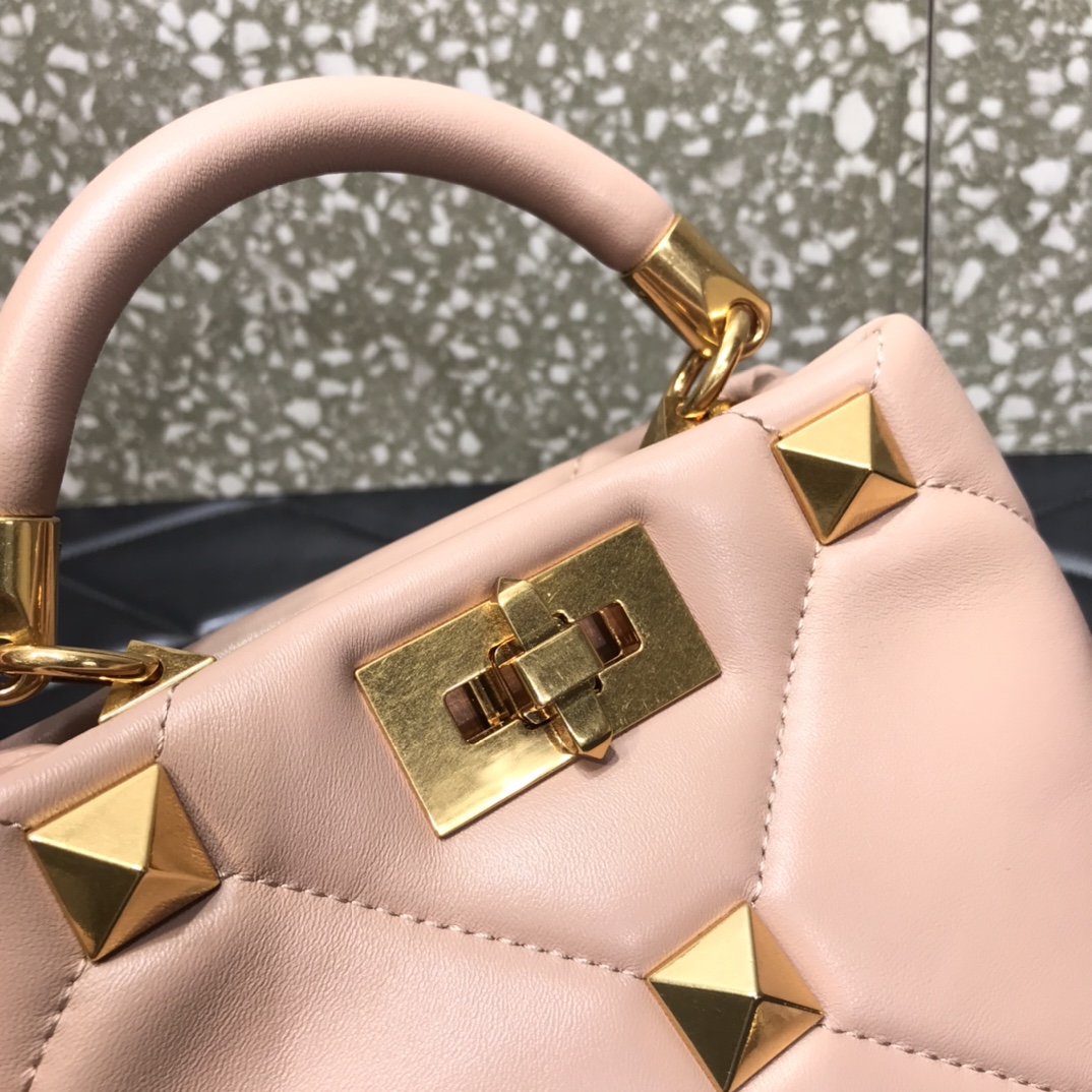 Va1e*ntin0 small roman stud the handle bag in nappa rose cannellel vw0b0i97bsf 20 × 9 × 15 cm