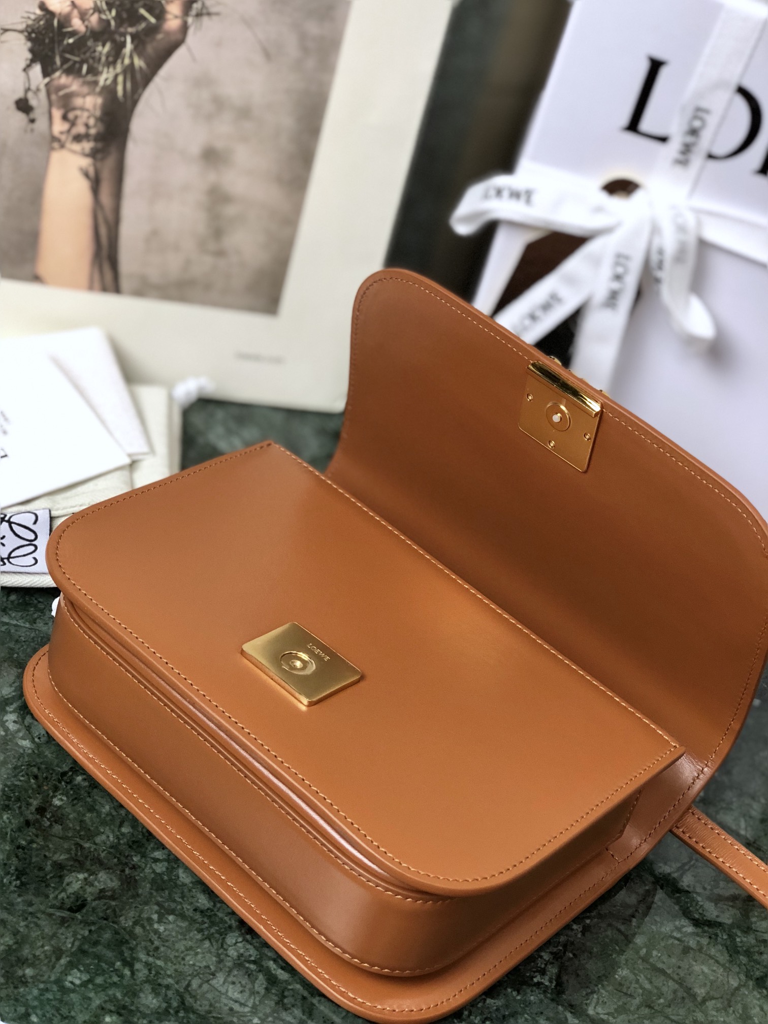 L0ew* small goya bag silk calfskin tan a896n09x01 18.5 x 12.5 x 6 cm