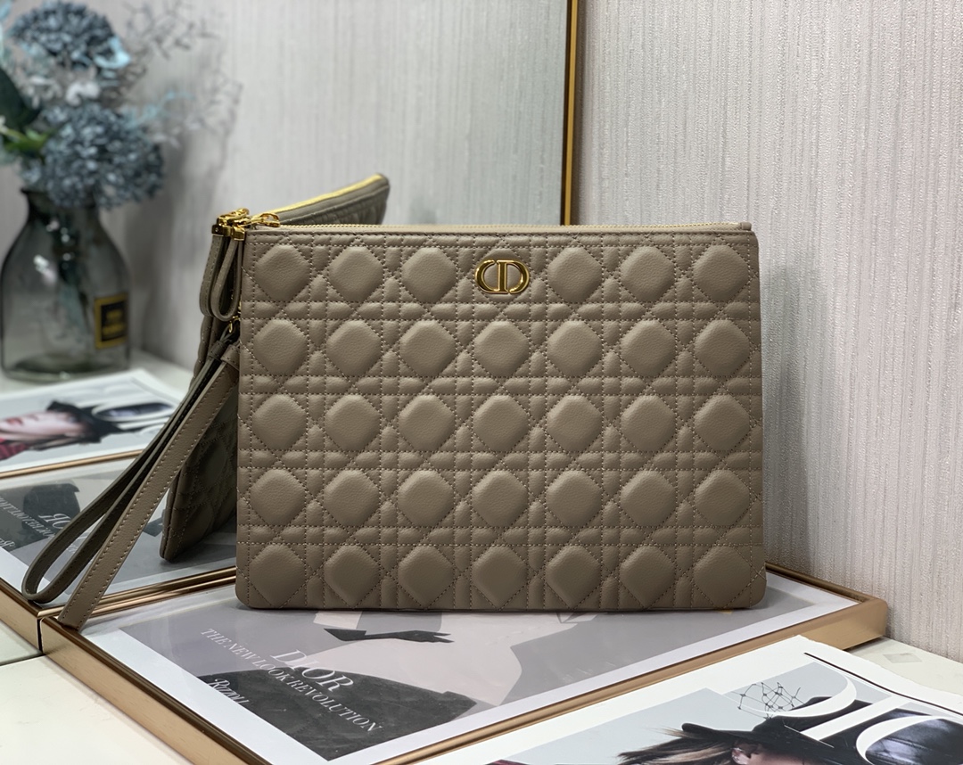 d10r large caro daily pouch S*pple cannage calfskin beige s5086 30 x 21.5cm