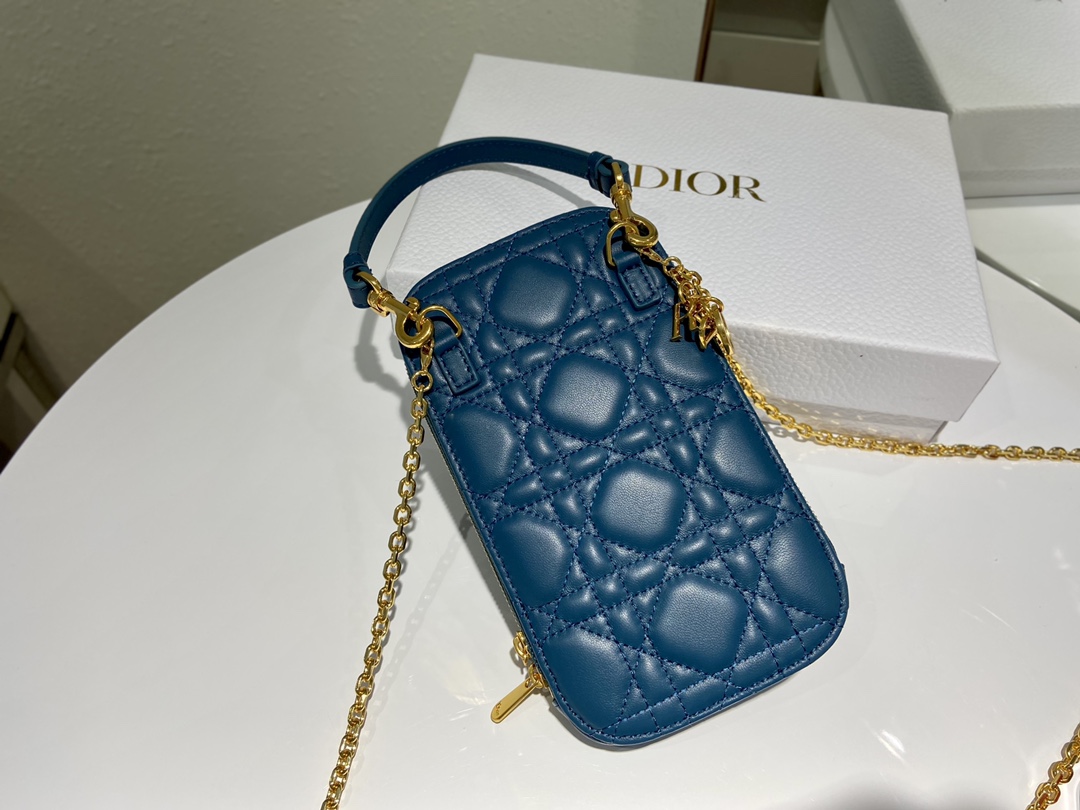 D10r lady D10r phone holder cannage lambskin blue s0872 18 cm