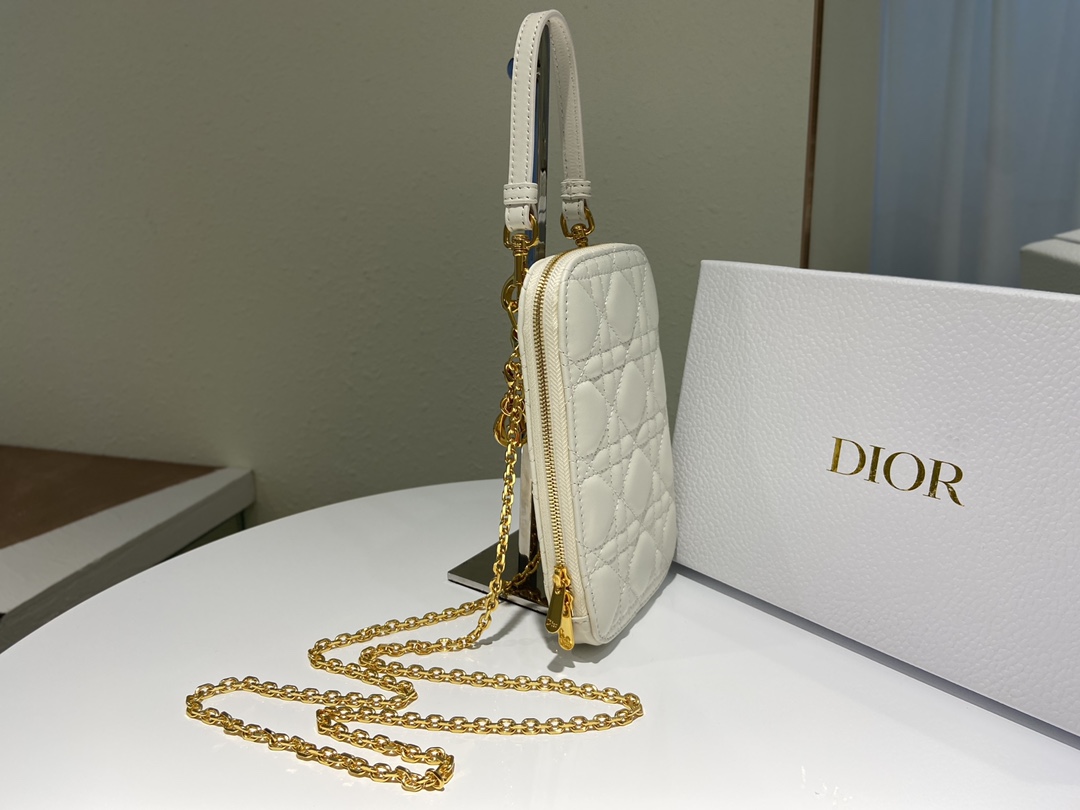 D10r lady D10r phone holder cannage lambskin white s0872 18 cm