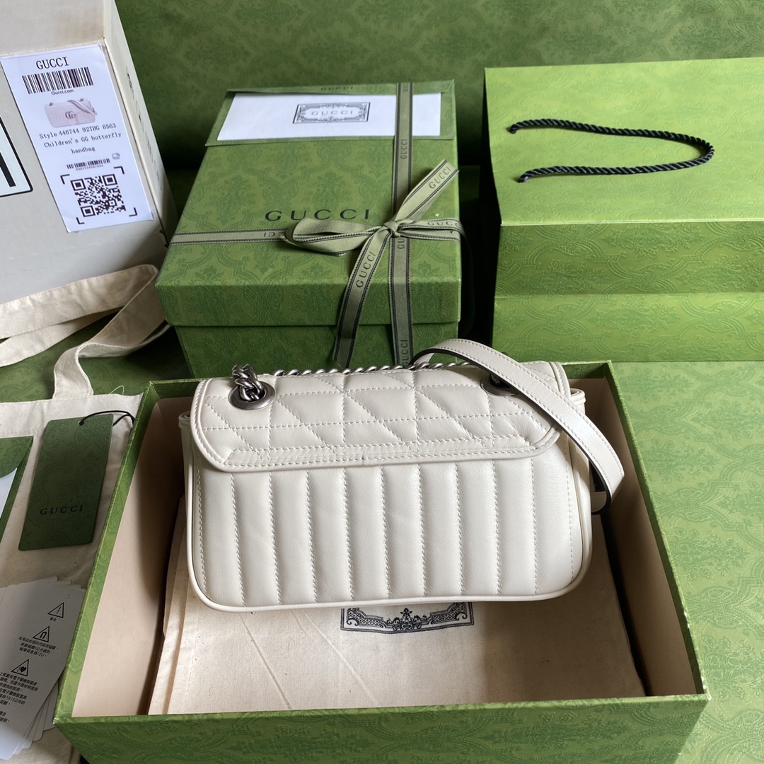 Gvc*1 mini gg marmont shoulder bag white black metal 446744 23 x 14 x 6 cm