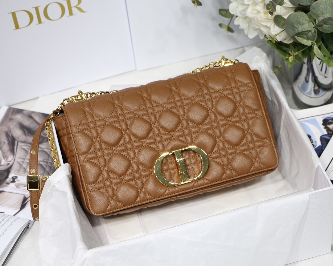 d10r large caro bag S*pple cannage calfskin caramel m9243 28 x 17 x 9 cm