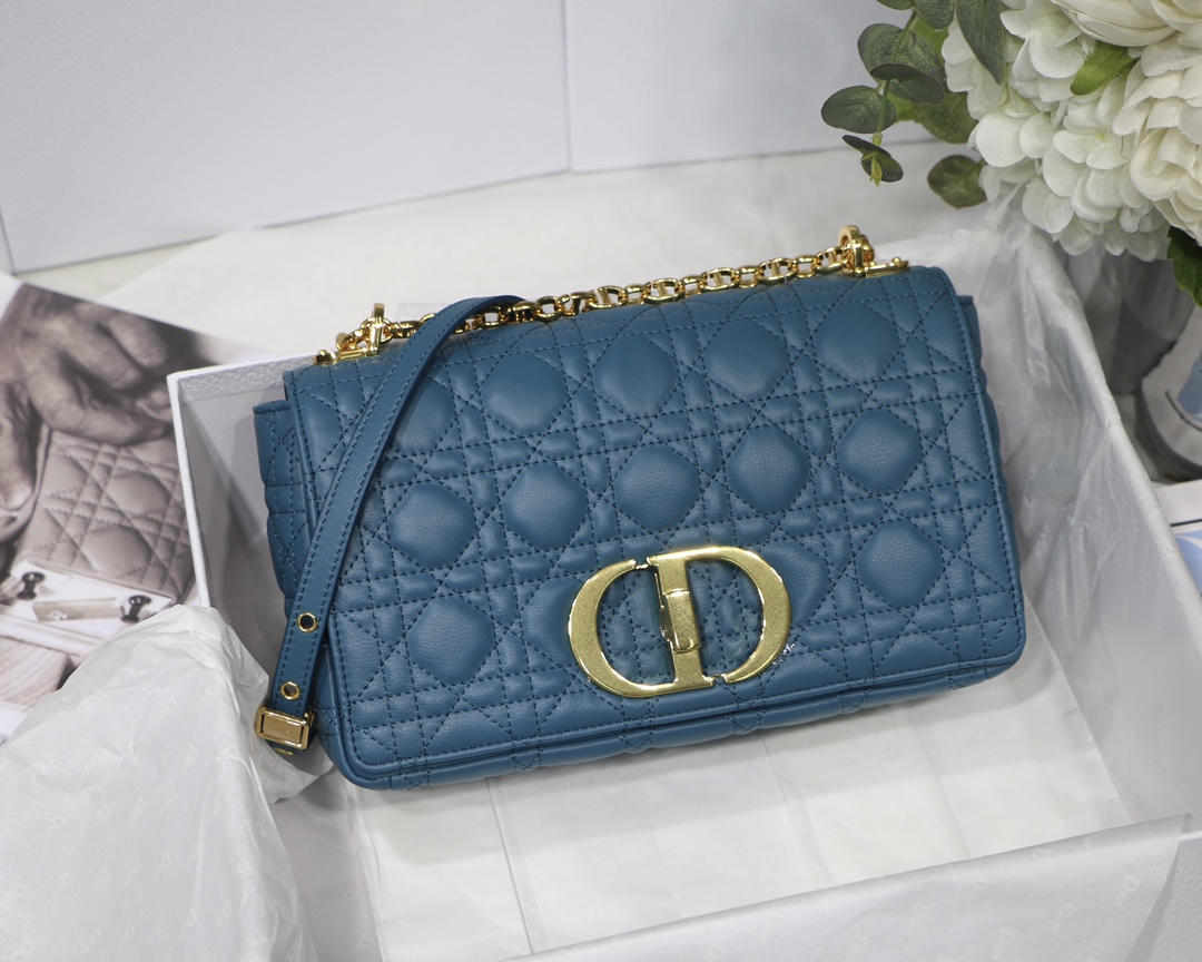 d10r medium caro bag S*pple cannage calfskin steel blue m9242 25.5 x 15.5 x 8 cm