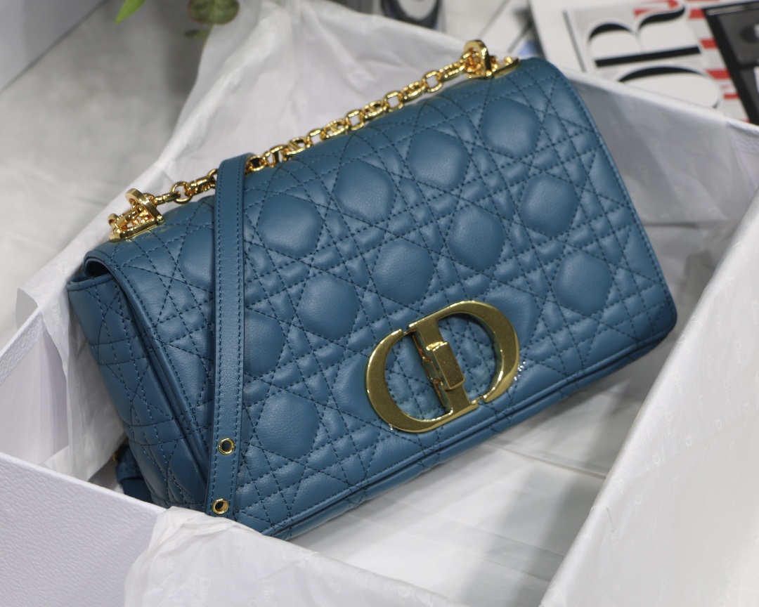 d10r medium caro bag S*pple cannage calfskin steel blue m9242 25.5 x 15.5 x 8 cm