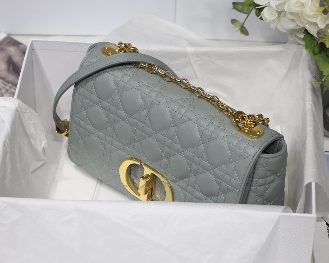 d10r medium caro bag S*pple cannage calfskin gray m9242 25.5 x 15.5 x 8 cm