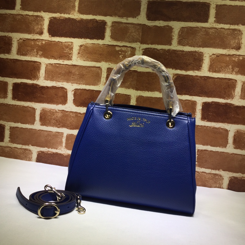 Gvc*1 bamboo shopper leather tote navy 336032 28 x 22 x 12 cm