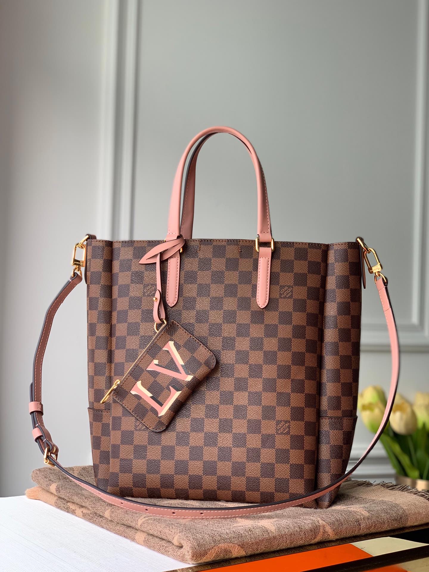 l0vis Vvtt0n belmont pm damier ebene canvas venus pink n60297 28 x 32 x 14 cm