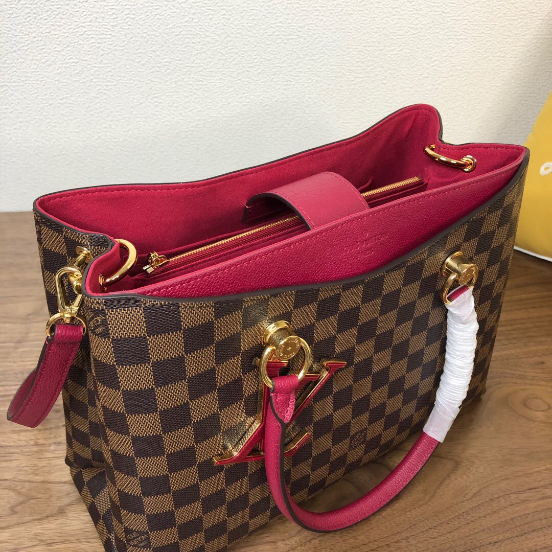 l0vis Vvtt0n lv riverside damier ebene canvas lie de vin red n40052 36 x 25 x 15 cm