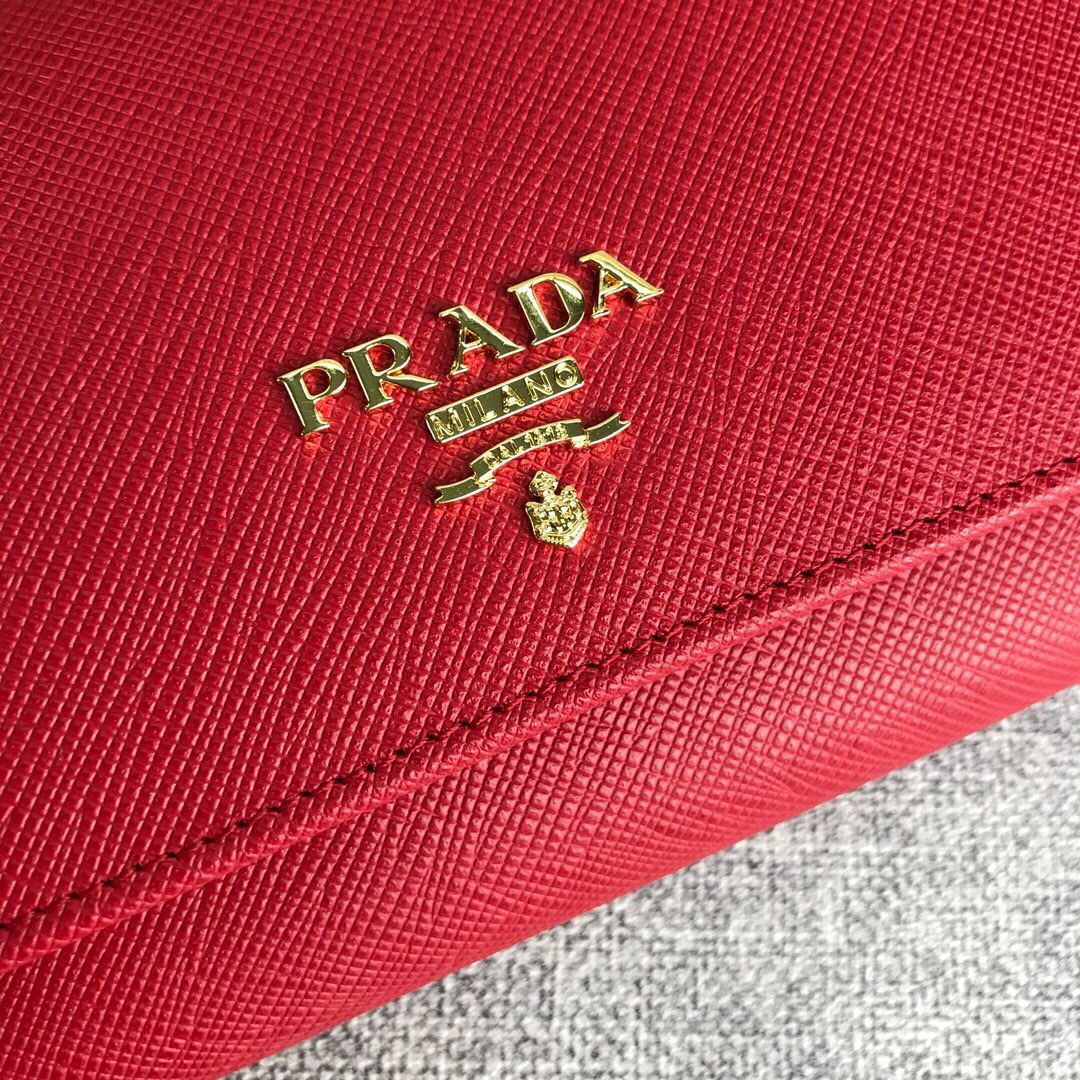 Pra*a large saffiano leather wallet red 1mh132 18.7 x 9.5 cm