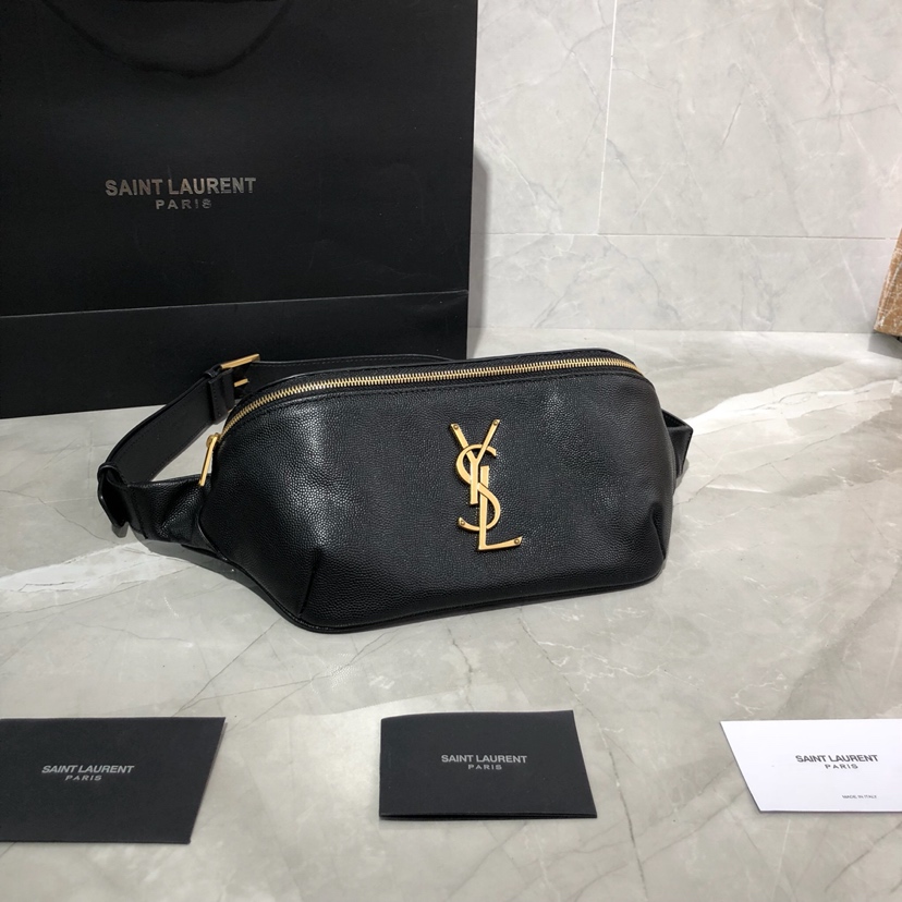 Y51 classic bumbag leather black gold metal 569737 25 cm