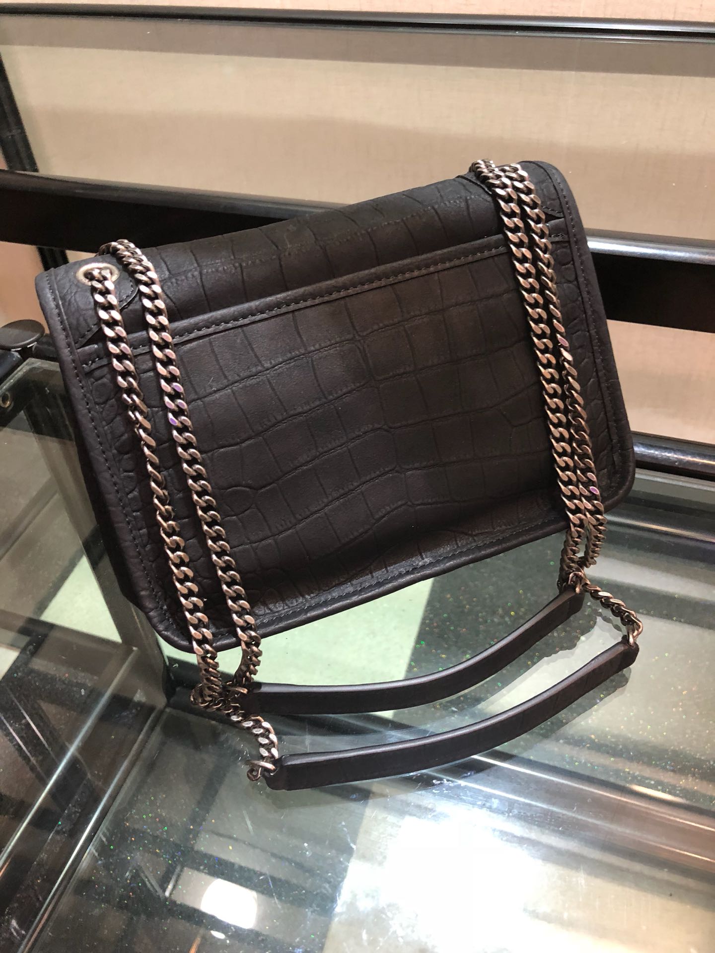 Y51 niki baby in crocodile leather black 6331511 21 x 16 x 7.5 cm