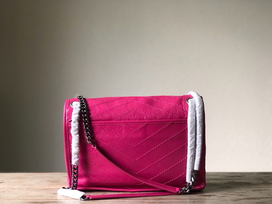 Y51 niki medium crinkled vintage leather neon pink 4988940 28 x 20 x 8 cm