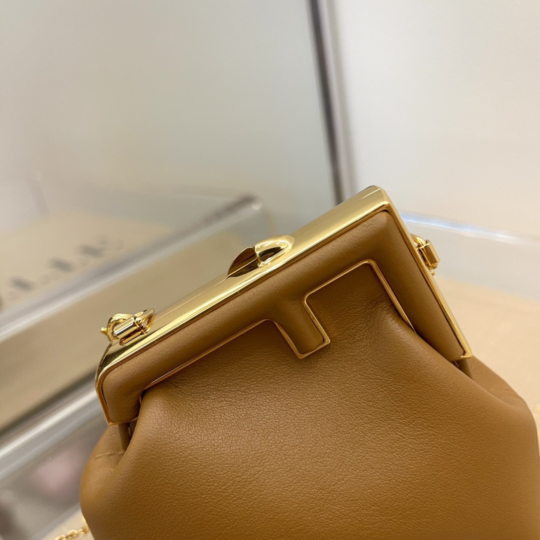 F**di nano first charm nappa leather brown 7as051 11.5 x 5.5 x 10 cm