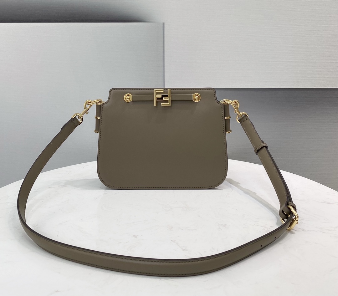 F**di touch leather bag grey 8bt349 26.5 x 10 x 19 cm