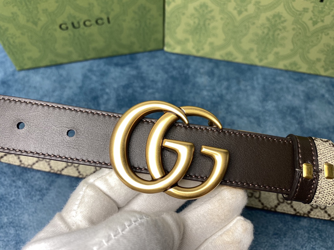 Gvc*1 marmont thin belt double g buckle in brown