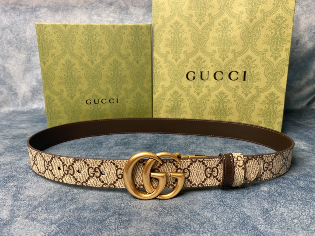 Gvc*1 marmont thin belt double g buckle in brown