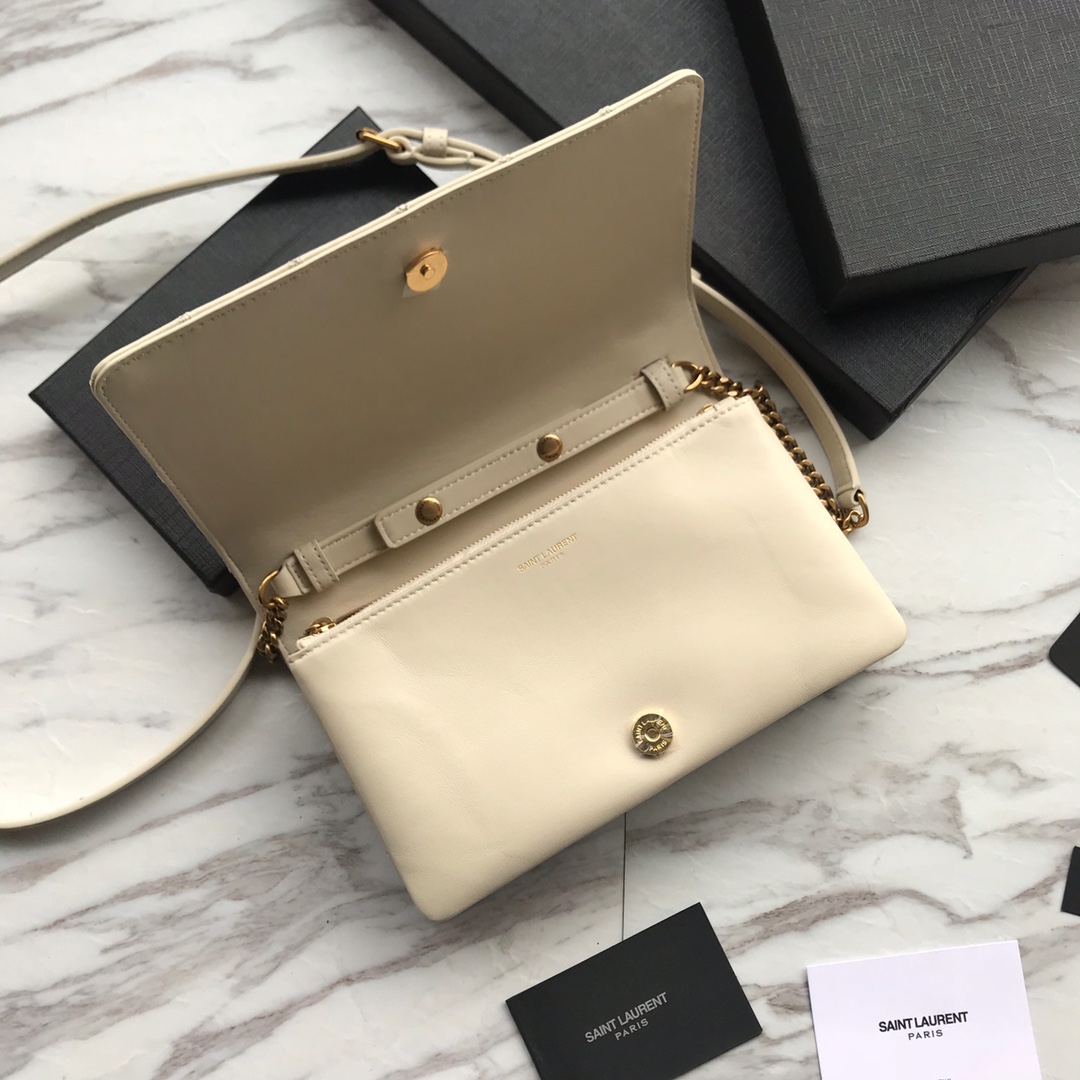 Y51 ladies angie chain bag in quilted lambskin white 568906 22 x 13 x 5.5 cm