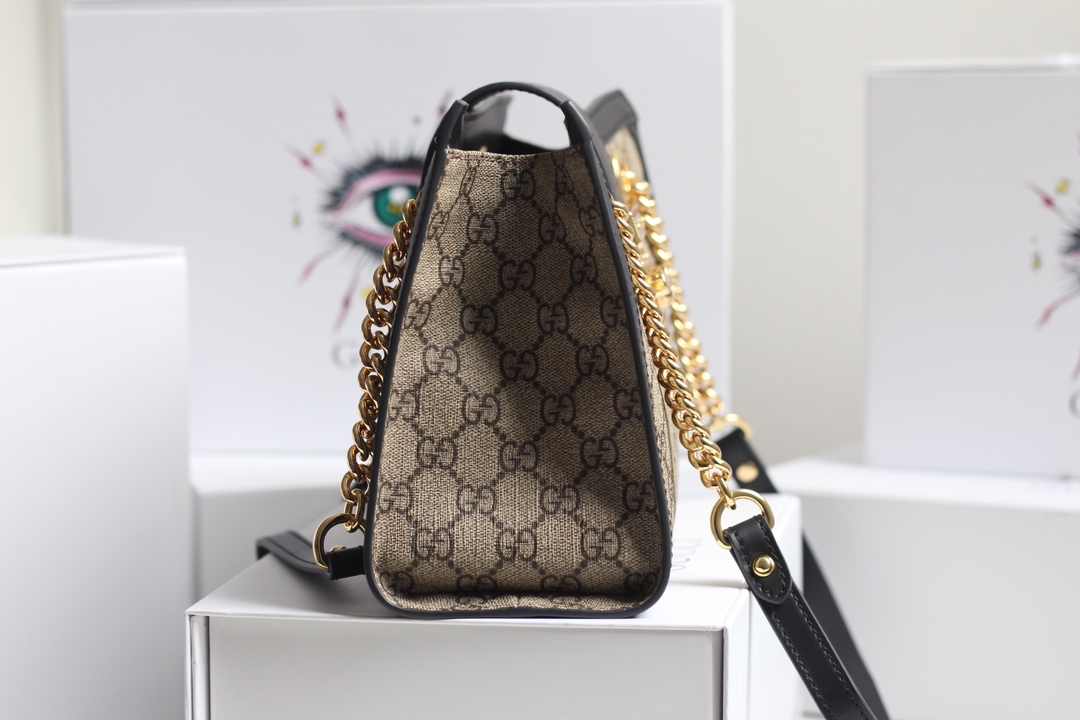 Gvc*1 small padlock gg shoulder bag in svp*me canvas black 498156 26 x 18 x 10 cm