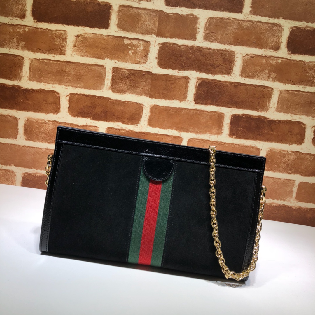 Gvc*1 medium ophidia gg shoulder bag in velvet black 503876 32.5 x 20 x 10 cm