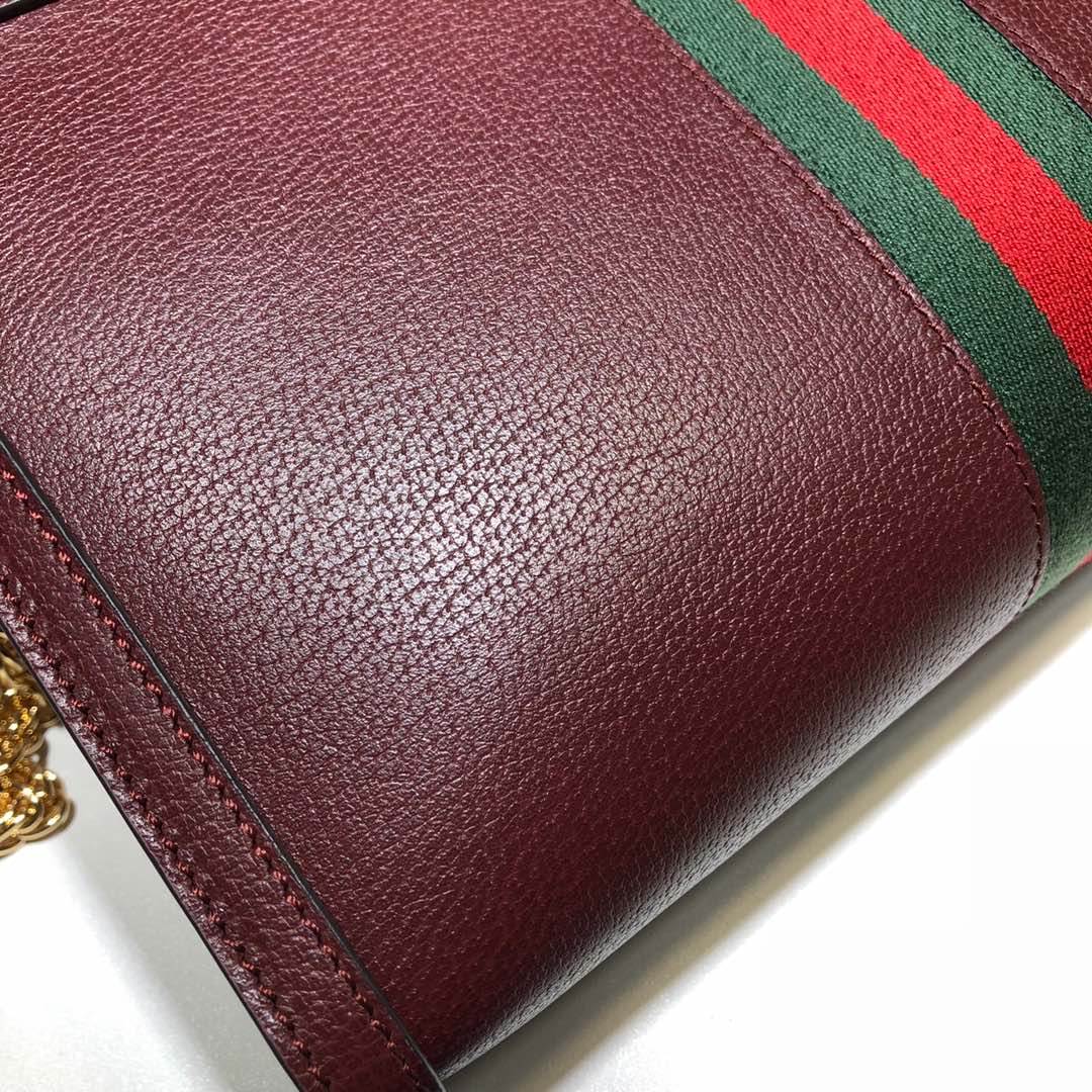 Gvc*1 medium ophidia gg shoulder bag in leather burgundy 503876 32.5 x 20 x 10 cm