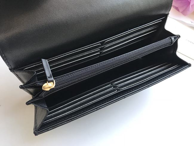 Ch**el long wallet smooth leather black a80286 19 x 10.5 x 3 cm