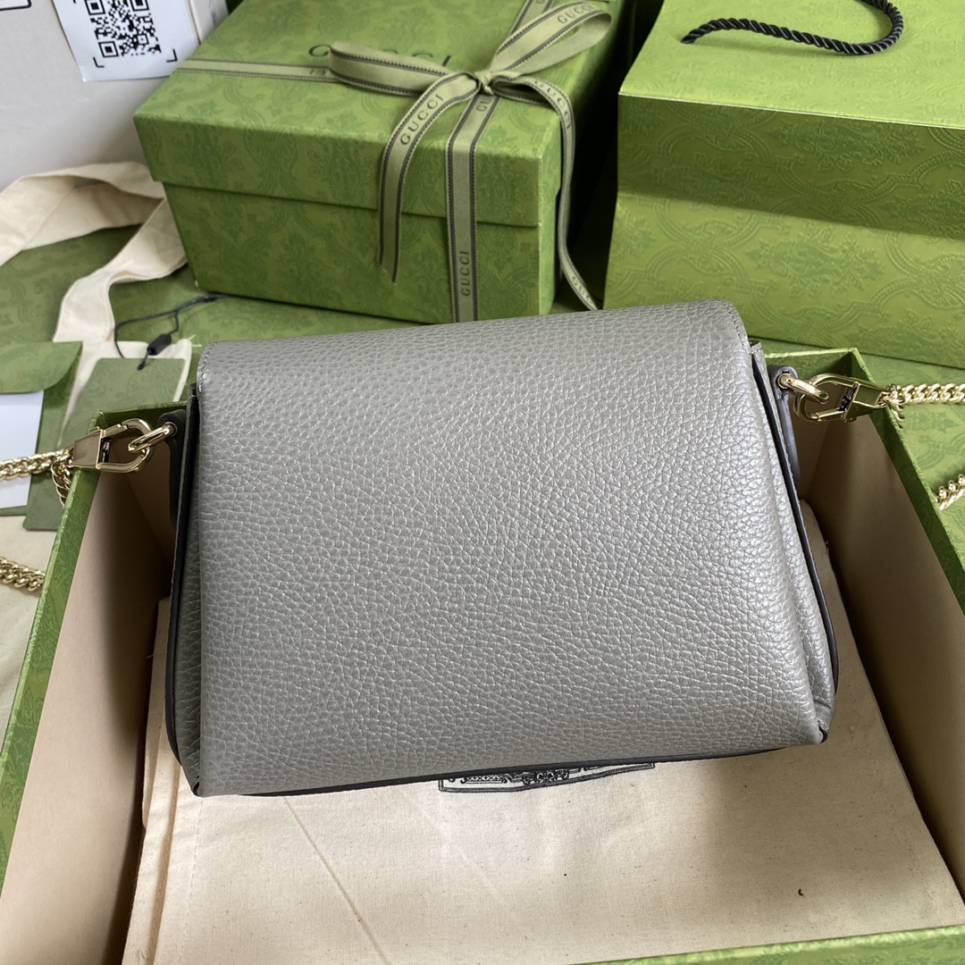 Gvc*1 interlocking g leather crossbody bag gray 607720 22 x 15 x 7 cm