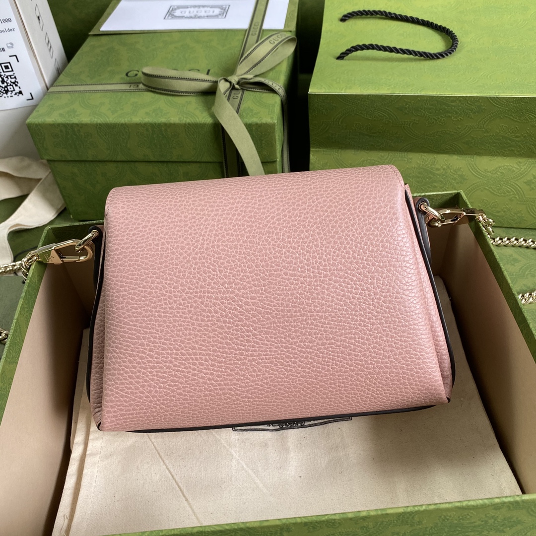 Gvc*1 interlocking g leather crossbody bag pink 607720 22 x 15 x 7 cm