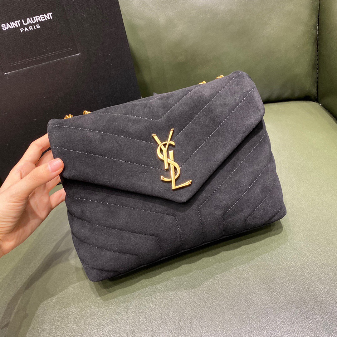 Y51 small loulou in matelassé "y" black suede 5749461 25 x 17 x 9 cm