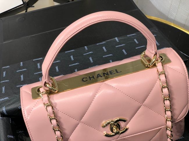 Ch**el small flap bag with top handle pink a92236 25cm