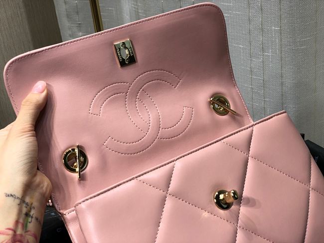 Ch**el small flap bag with top handle pink a92236 25cm