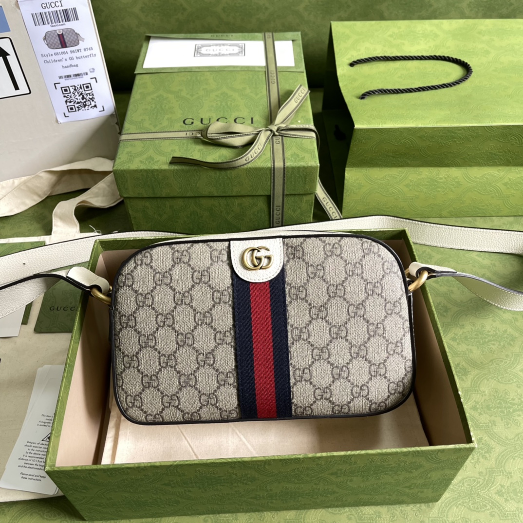 Gvc*1 ophidia camera bag beige/white 681064 21 x 14 x 7 cm