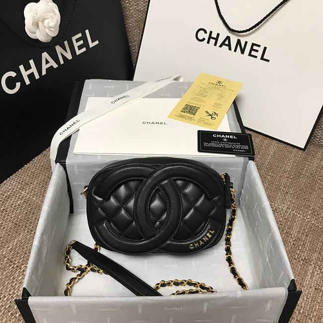 Ch**el cc timeless camera bag black as1757 13 x 20 x 5 cm